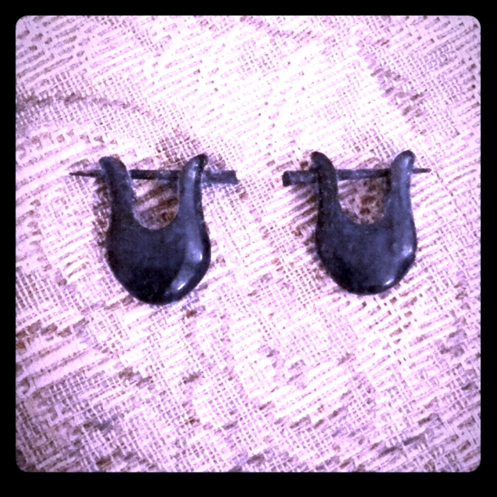 Small, Dark-Brown Wooden Loop Earrings